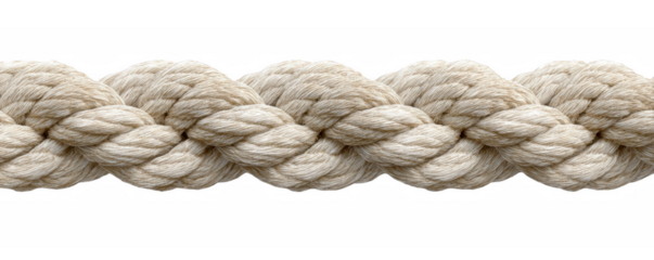 Close-up view of a thick braided natural fiber rope on a black background