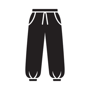 Simple black and white illustration of a pair of loose fitting sweatpants
