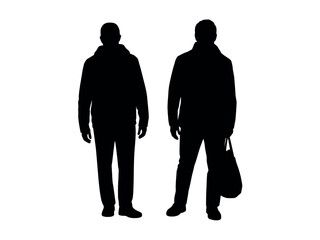 Two Men Standing Silhouettes Isolated