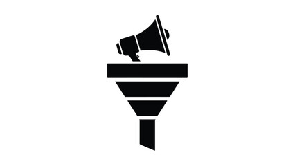 Marketing funnel megaphone conversion optimization concept with loudspeaker announcing promotions to targeted audience in business growth strategy
