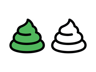 Cartoon Poop Emoji Symbols Green White
