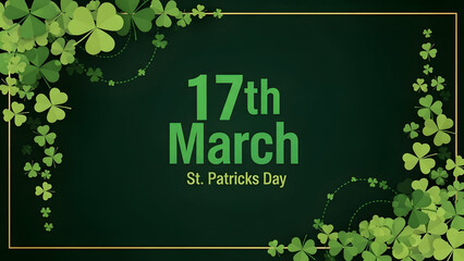 St patrick's day celebration on 17th march with shamrocks and leprechaun fun