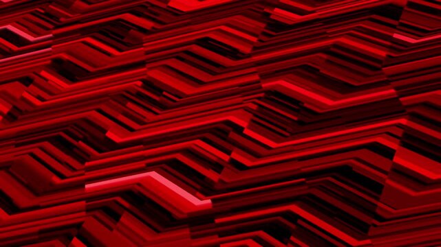 Abstract red and black 3d zigzag lines pattern creating a futuristic geometric background