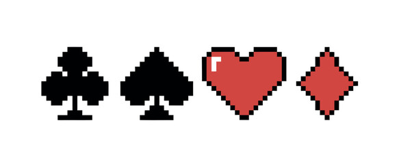 Pixel Art Playing Card Suits