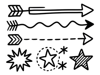Hand-drawn Arrows and Stars Icons