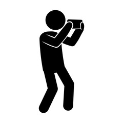 Minimal Stickman Filming Using Smartphone Flat Icon.