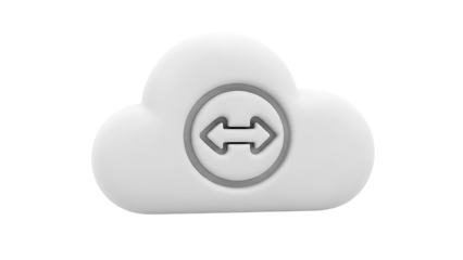 White Cloud with Double Arrow on Front isolated on a transparent background gray double arrow