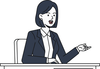 Woman in Office Discussion, Professional Concept Business Meeting, Cartoon Character Illustration