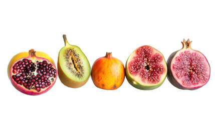 Fresh fruits still life on transparent background