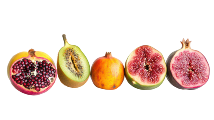 Fresh fruits still life on transparent background