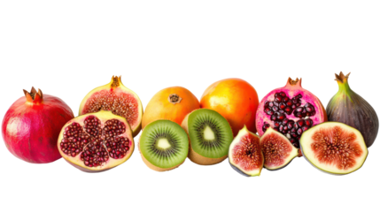 Fresh fruits still life on transparent background
