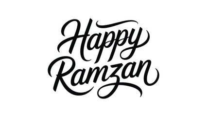 Happy Ramzan elegant calligraphy typography text design isolated on white background for islamic holy month greeting celebration and religious artwork © Zavivec