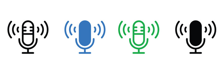 Colorful microphone icons for podcasting and voice recording technology