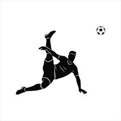 A dynamic silhouette of a soccer player attempting a bicycle kick