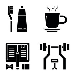 Daily Activities Icon Set Vector Design Glyph Template