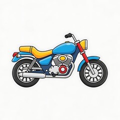 Obraz premium Colorful cartoon motorcycle vehicle side view.