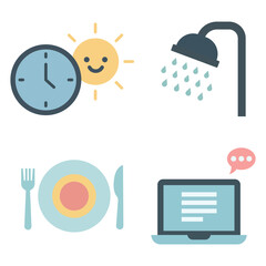 Daily Activities Icon Set Vector Design Template	