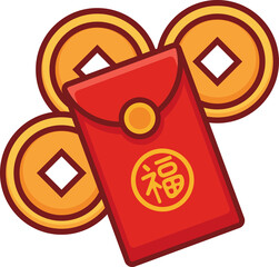 Chinese new Year 2026 coins and red envelopes