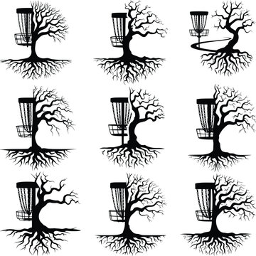 Disc Golf With Tree Branches Vector Bundle, Golf Svg