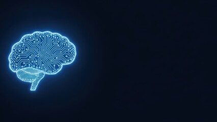 Glowing digital brain with circuit patterns on a dark background symbolizing artificial intelligence