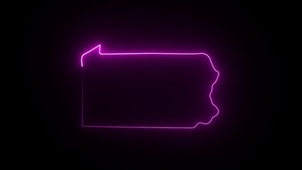  This video neon glowing Pennsylvania map animated. Glowing neon Pennsylvania map, black Background Effect 4K Video. - Powered by Adobe