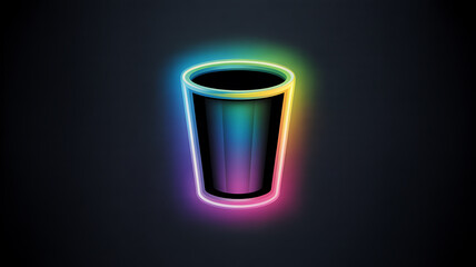 A vibrant and colorful illustration of a glowing cylindrical glass or tumbler against a dark shadowy background