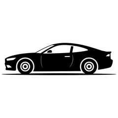 Hand drawn modern car icon Silhouette vector style on white background