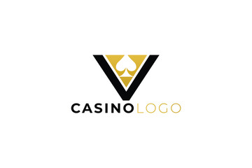 Naklejka premium Letter V Casino Logo Design for Gambling, Gaming and Entertainment Brand Identity