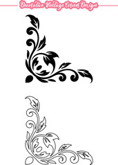 Vintage Corner Vector, Decorative Vintage Corner Vector Design, Elegant Floral Corner Ornament Illustration, Retro Style Decorative Corner Frame