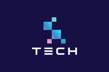 Obraz premium Minimal Tech Icon Logo for Technology Companies, Startups, and Innovative Platforms