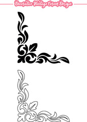 Vintage Corner Vector, Decorative Vintage Corner Vector Design, Elegant Floral Corner Ornament Illustration, Retro Style Decorative Corner Frame