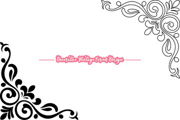 Vintage Corner Vector, Decorative Vintage Corner Vector Design, Elegant Floral Corner Ornament Illustration, Retro Style Decorative Corner Frame