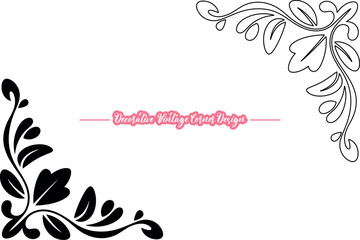Vintage Corner Vector, Decorative Vintage Corner Vector Design, Elegant Floral Corner Ornament Illustration, Retro Style Decorative Corner Frame