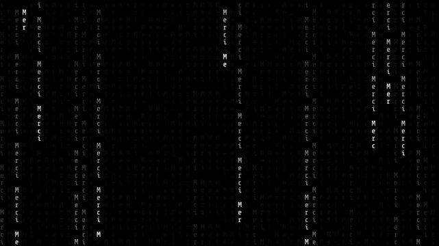 Abstract Digital Code Falling Animation with Merci Text. Loop Video