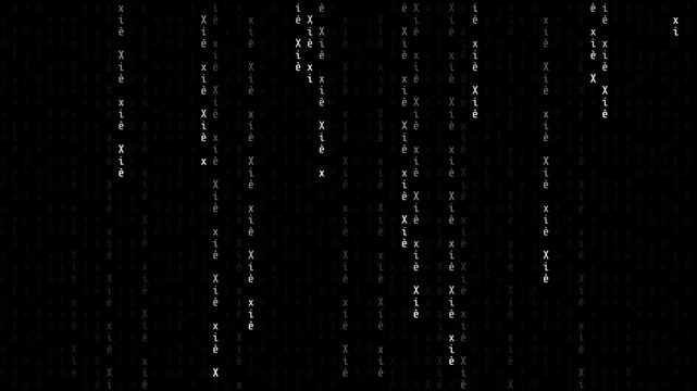 Abstract Digital Code Falling Animation with xie xie Text. Loop Video