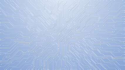 Abstract white background featuring circuit patterns and blue tech elements. Clean digital design with futuristic lines for modern technology and AI-themed projects. Digital vector background.
