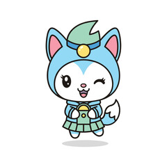 Obraz premium Cartoon Cat Character Illustration