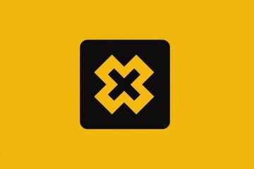 Bold Black Cross Icon on Yellow Background - Modern Design Symbol.