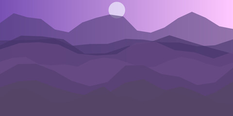 Serene sunset over purple mountains