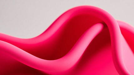Gummy elastic rubber abstract background neon pink curved wave shapes. Soft bouncy texture smooth gradient. Modern trendy aesthetic vibrant minimal design. Contemporary backdrop wallpaper flexible.
