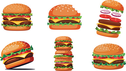 pop art burger symbol flat vector illustration