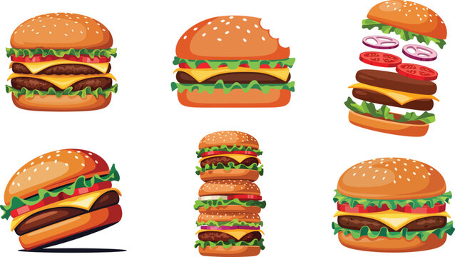 pop art burger symbol flat vector illustration