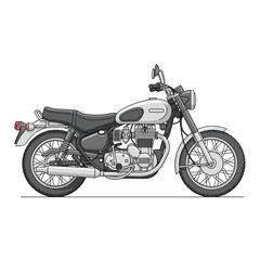 Obraz premium Vintage Style Road Motorcycle Side View Vector Illustration
