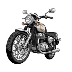 Fototapeta premium Classic Retro Motorcycle Vector Illustration in Vintage Style
