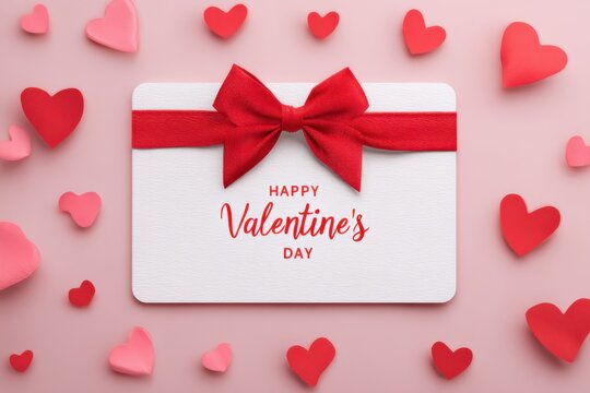 Elegant White Gift Card Template Design with Red Bow Accent - Powered by Adobe