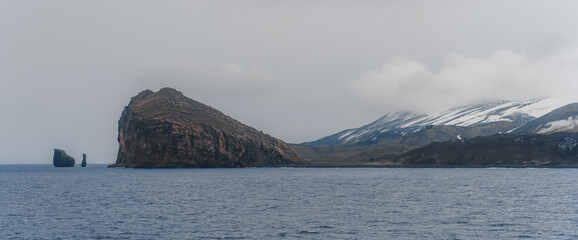 Antarctica Deception Island Sea Stacks Mountains Wide Epic View Wild Landscape View From Expedition...