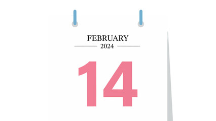 February 14th, 2024 Valentine's Day Calendar Page
