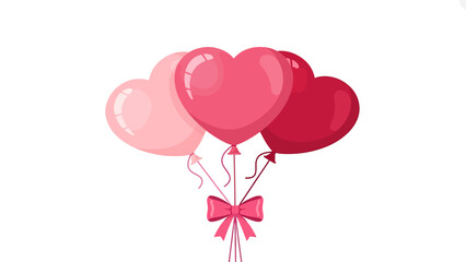 Three Heart Balloons with Bow