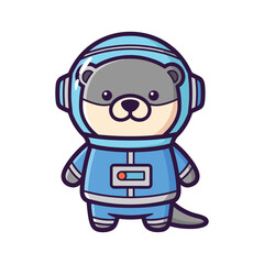 Fototapeta premium Astronaut Otter Vector Illustration