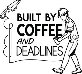 Cartoon vector illustration of a fun construction worker character holding tools as a business person sketch icon symbol